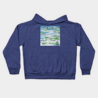 Lily pads on the lake, foam on the water Kids Hoodie